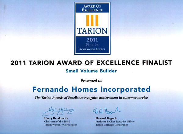 2011 Tarion Excellence Award